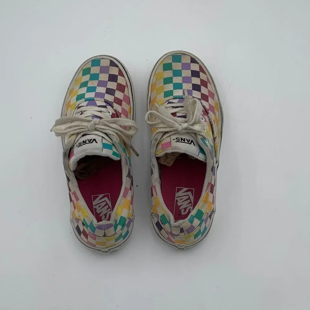 Vans Kids Multicolor Checkered Sneakers little girl size 2